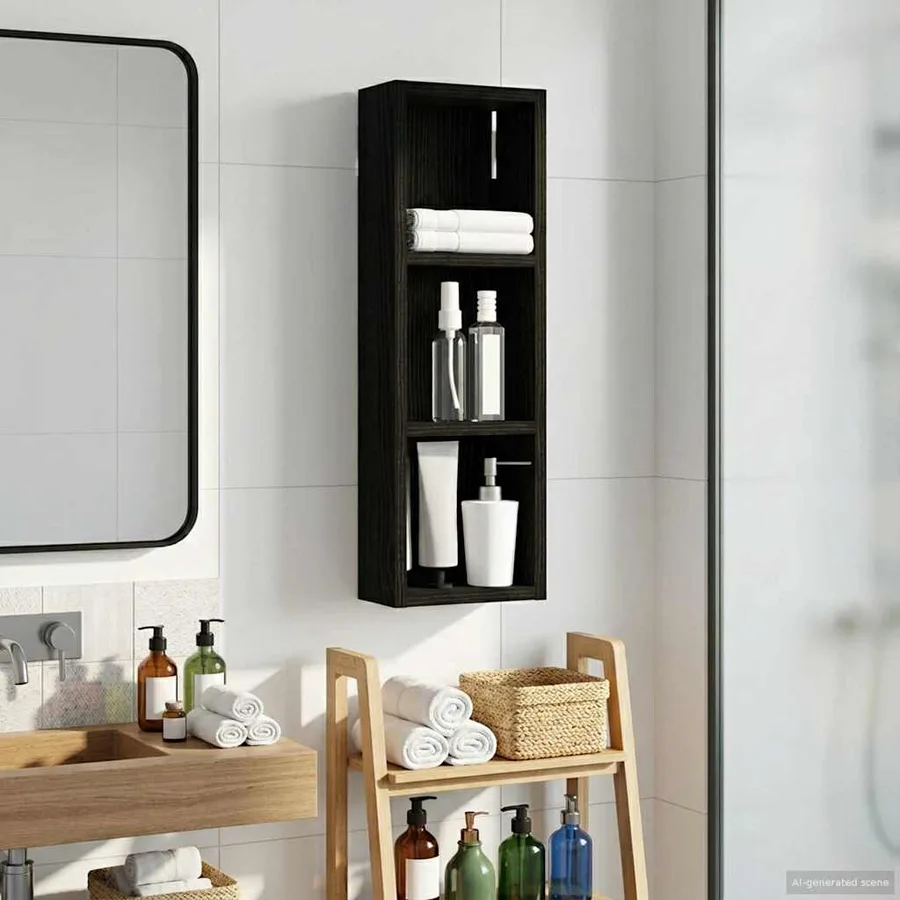 Armoire murale de salle de bain Chêne Noir 20 x 10 x 60,5 cm - 4