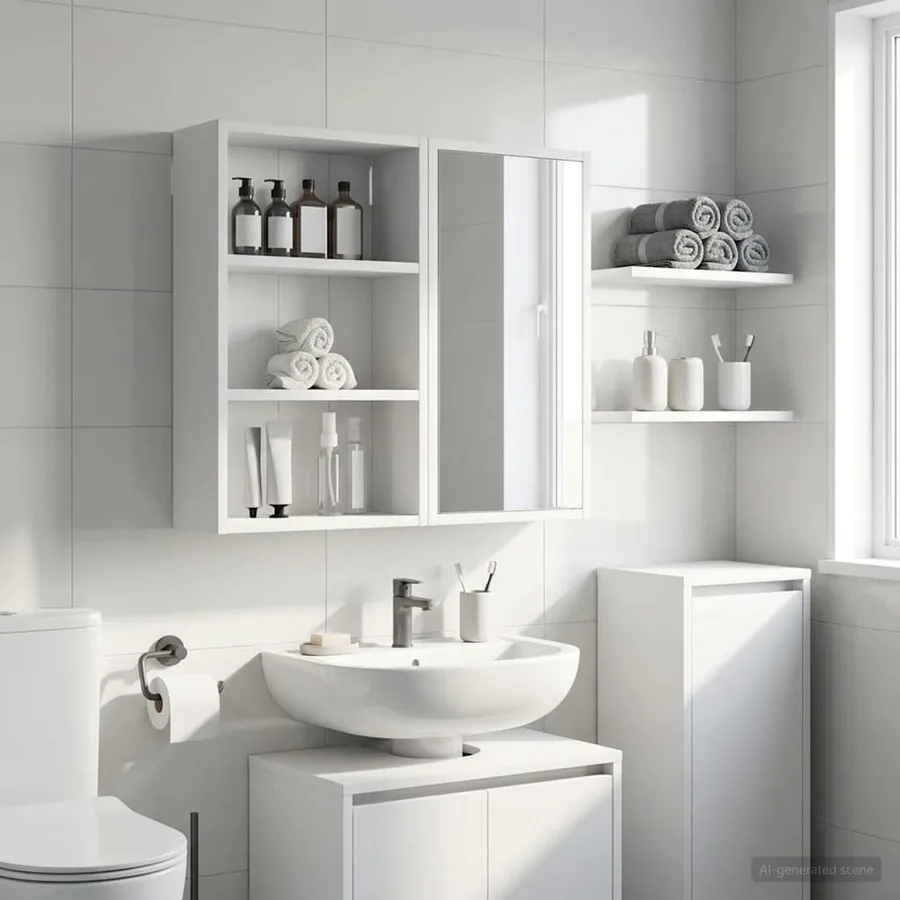 Armoire murale de salle de bain Blanc 40 x 16 x 62,5 cm - 5