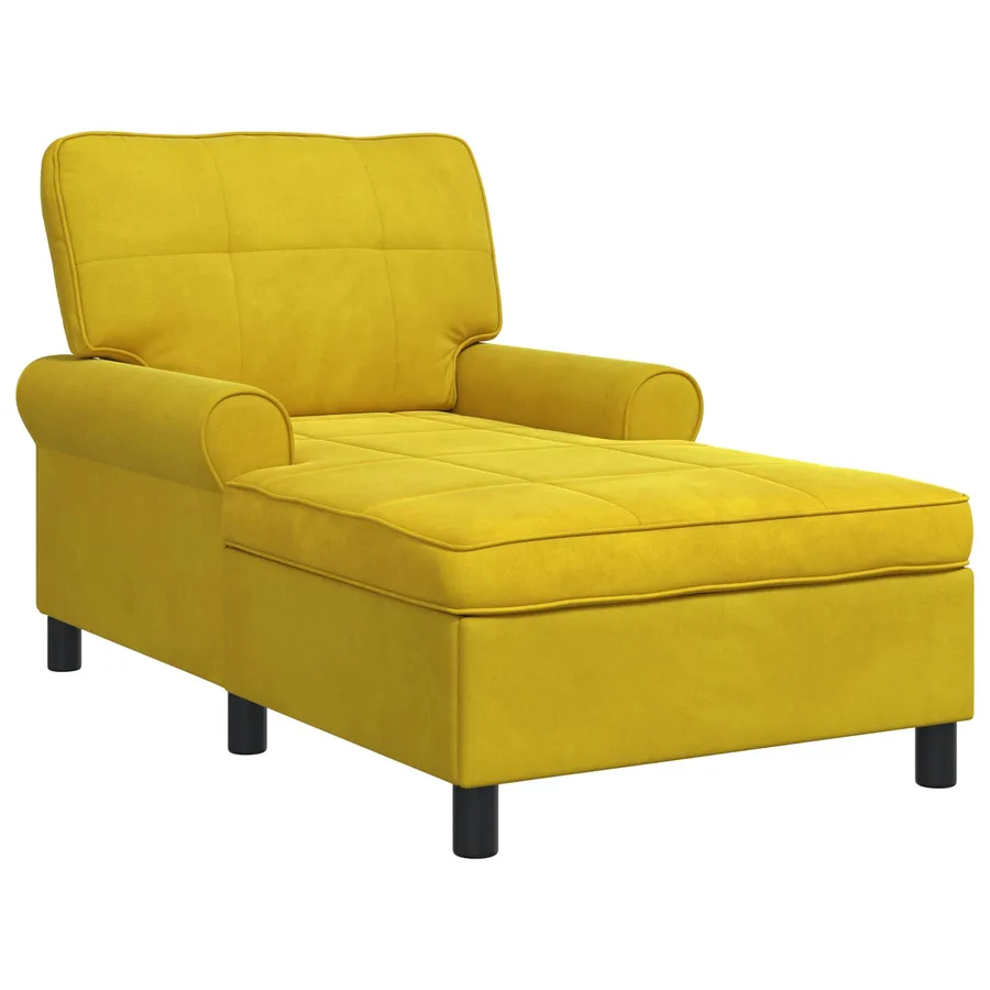 Chaise longue avec coussin Jaune 91 x 157 x 91 cm Velours - 2