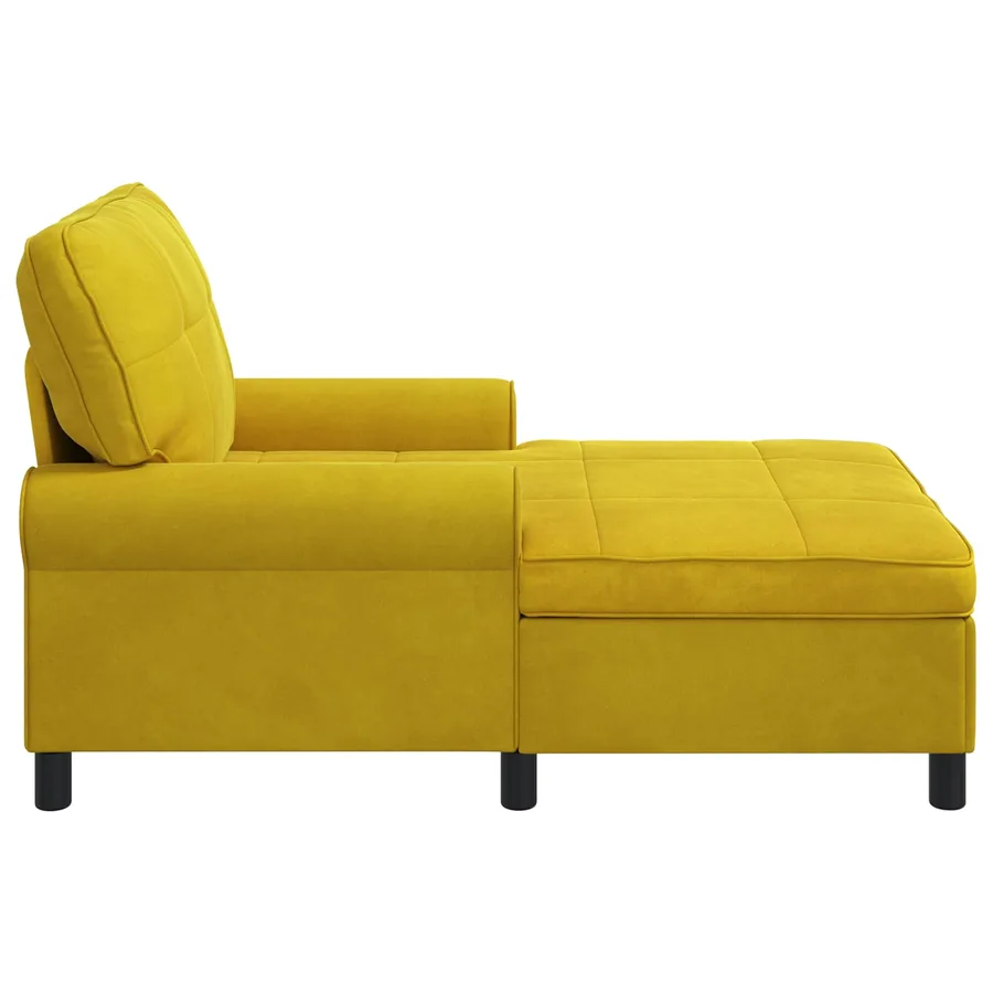 Chaise longue avec coussin Jaune 91 x 157 x 91 cm Velours - 5