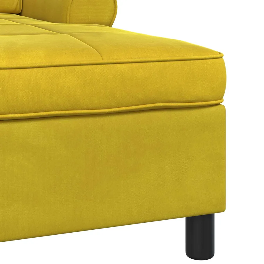 Chaise longue avec coussin Jaune 91 x 157 x 91 cm Velours - 7