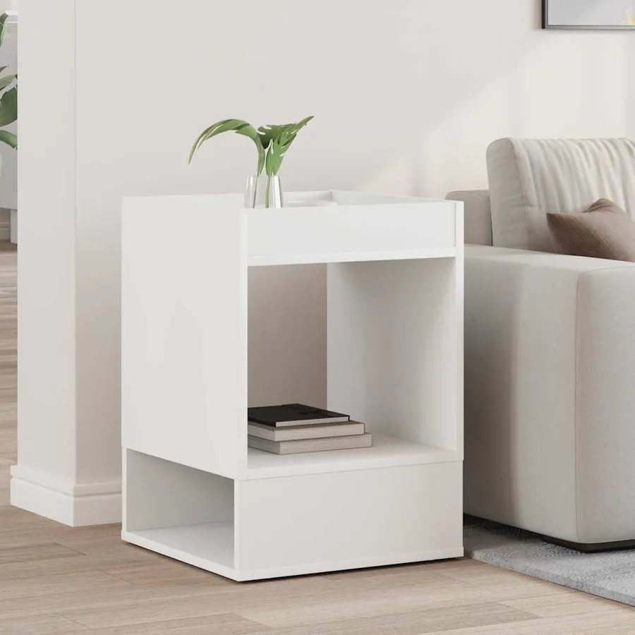 Table d'appoint Blanc 40 x 40 x 56 cm Bois d'ingénierie