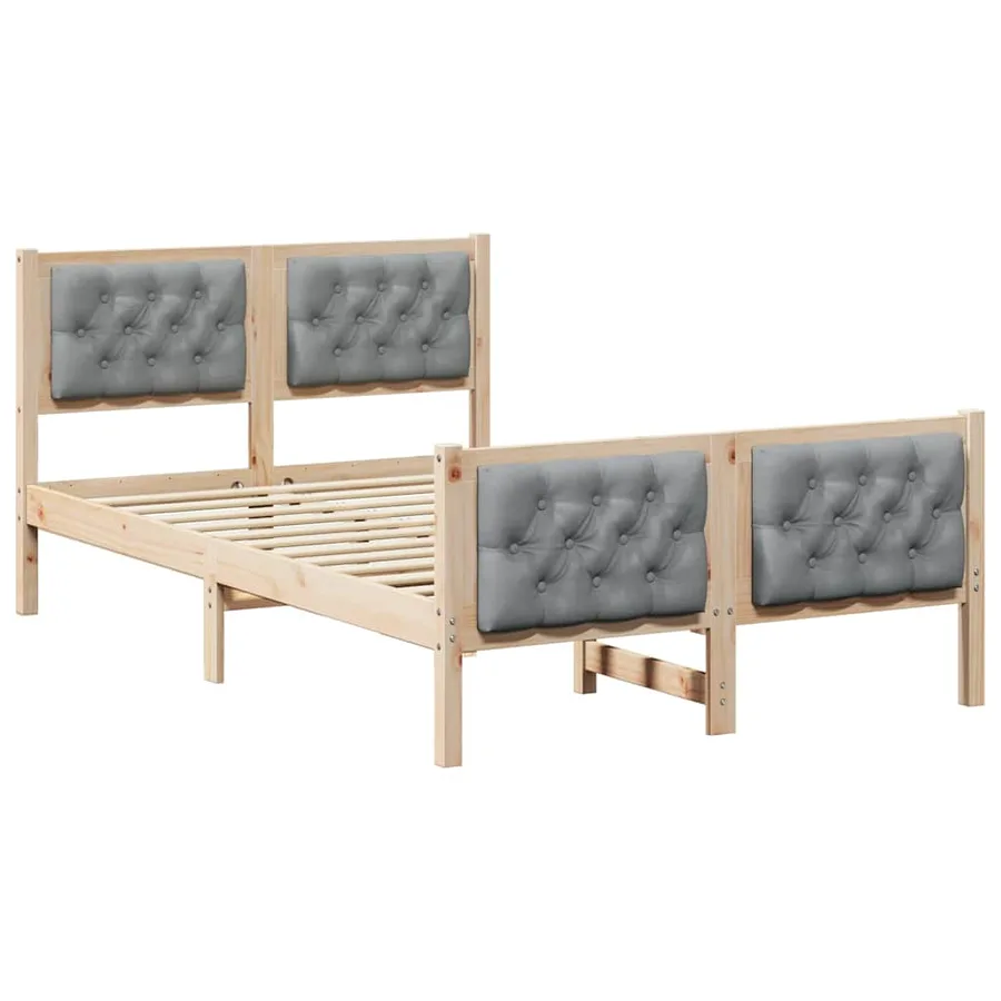 Cadre de lit Gris clair 135 x 190 cm Pin massif - 2