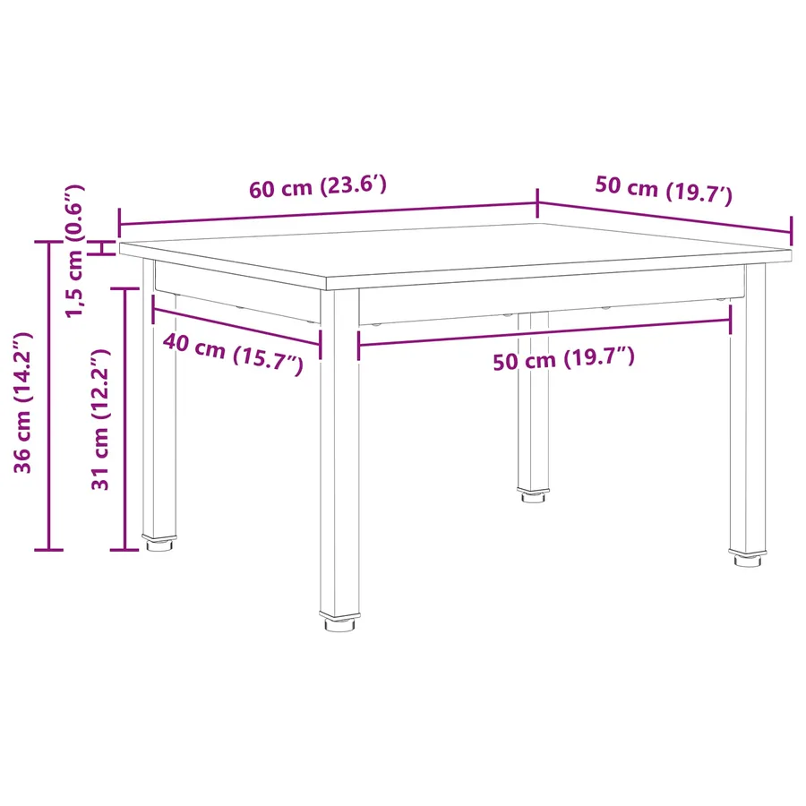 Table basse Naturel 60 x 50 x 36 cm Bois de pin massif - 11