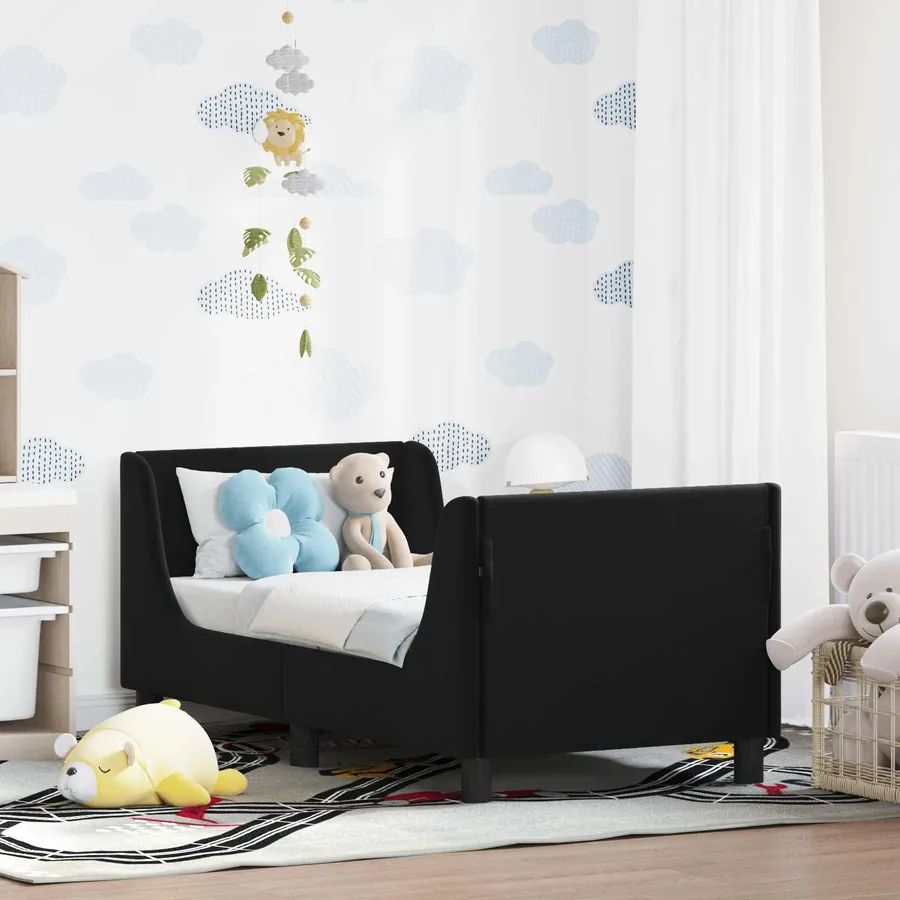 Cadre de lit pour tout-petit avec tête de lit Noir 70 x 140 cm