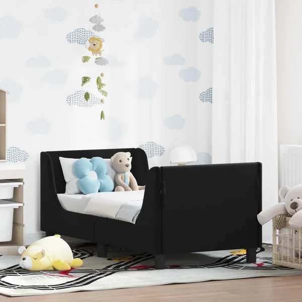 Cadre de lit pour tout-petit avec tête de lit Noir 70 x 140 cm