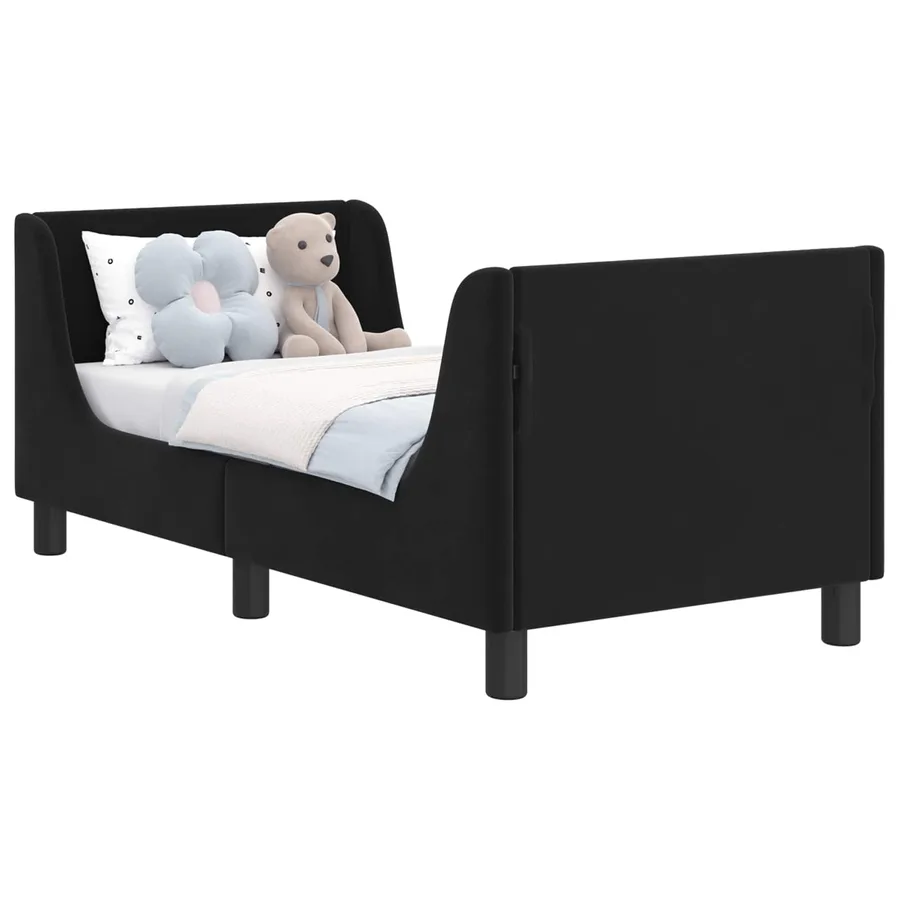 Cadre de lit pour tout-petit avec tête de lit Noir 70 x 140 cm - 2