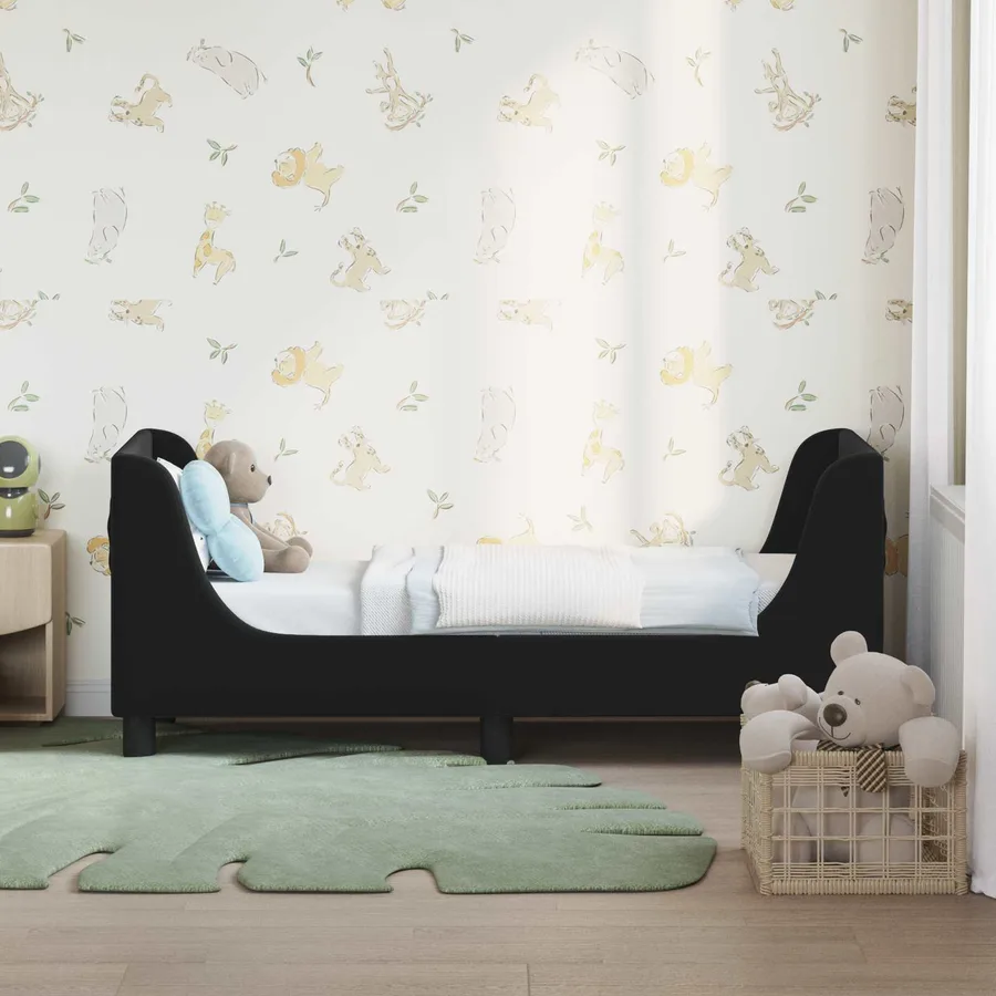 Cadre de lit pour tout-petit avec tête de lit Noir 70 x 140 cm - 3