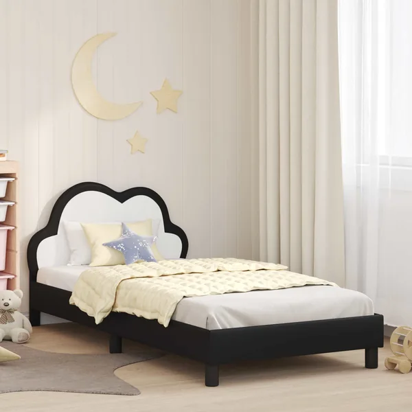 Cadre de lit pour enfants avec tête de lit Noir 90 x 200 cm PU
