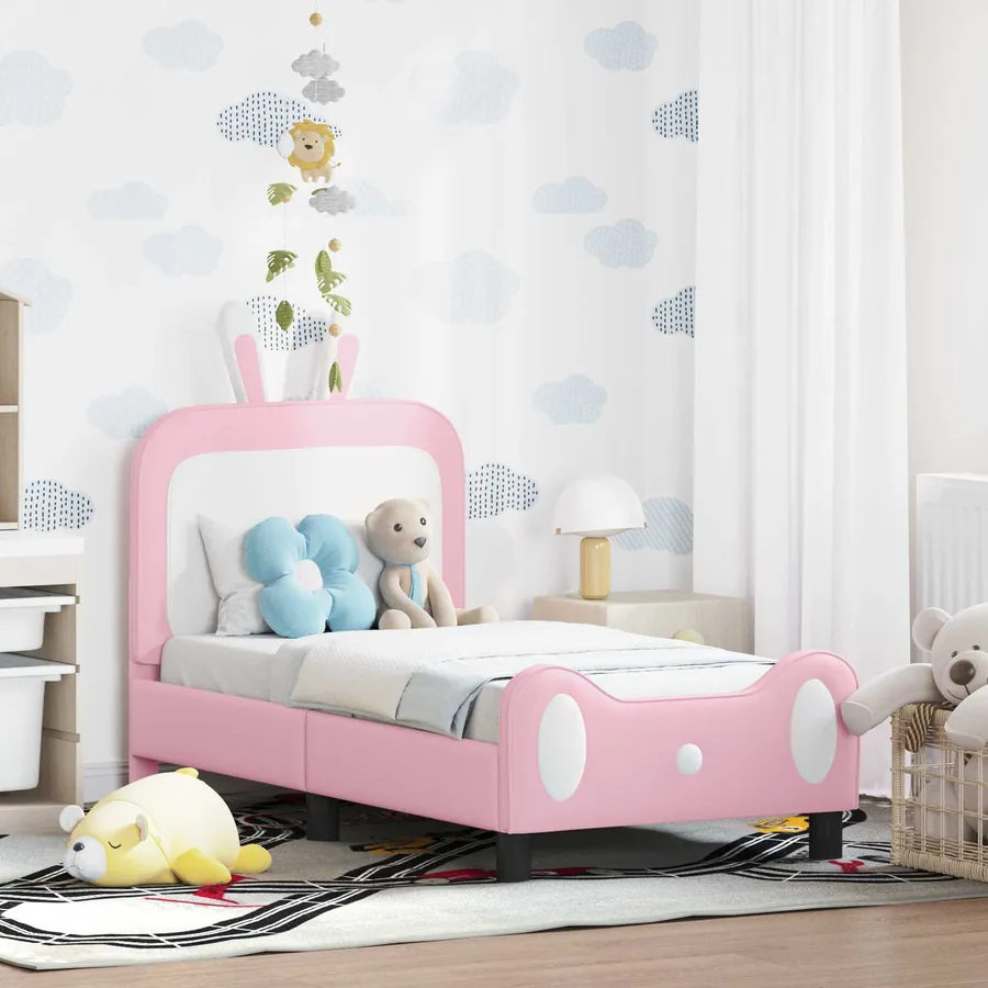 Cadre de lit pour tout-petit avec tête de lit Rose 70 x 140 cm