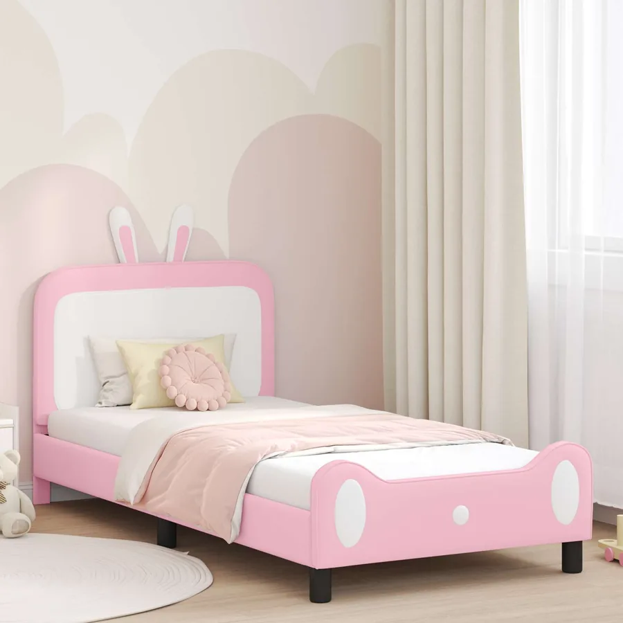 Cadre de lit pour enfants avec tête de lit Rose 80 x 200 cm PU