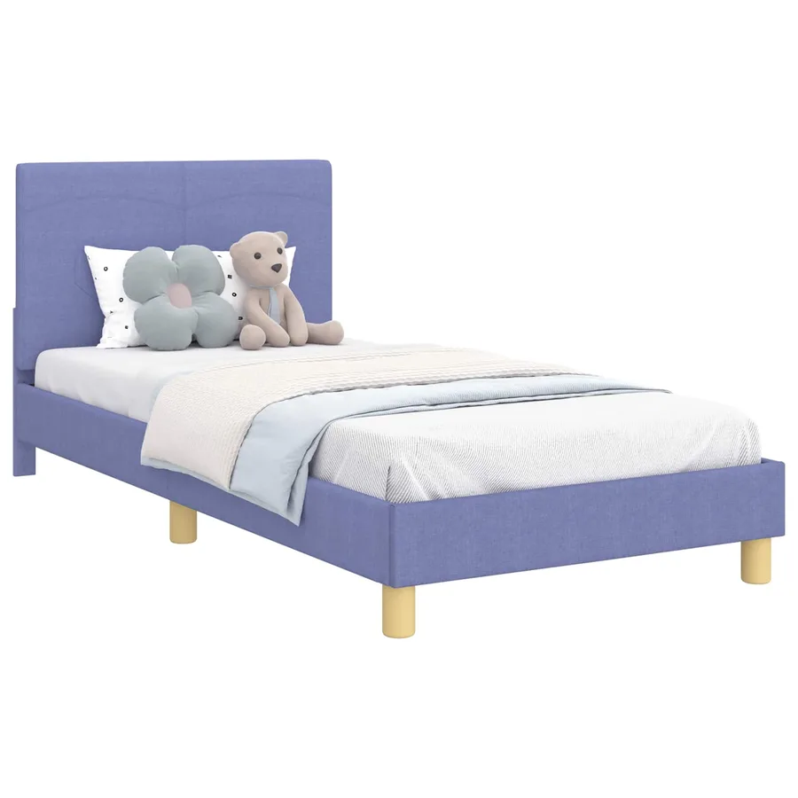 Cadre de lit pour enfants avec tête de lit Bleu denim tissu - 2