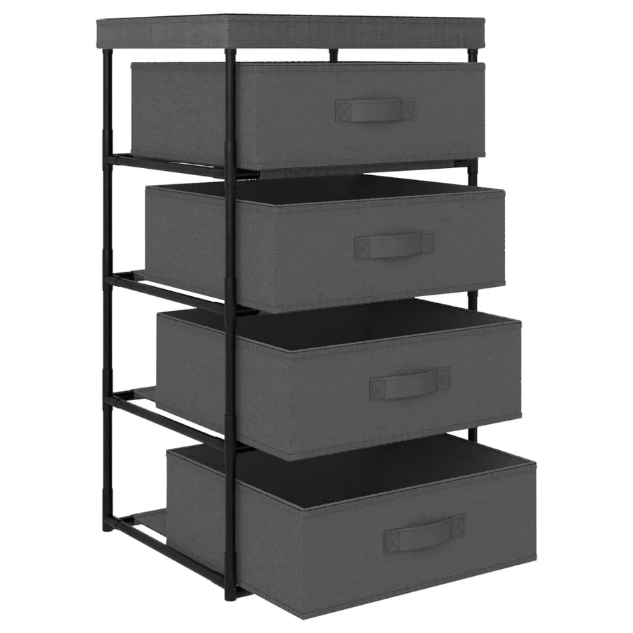 Étagère de rangement avec 4 paniers en tissu Acier Gris - 3