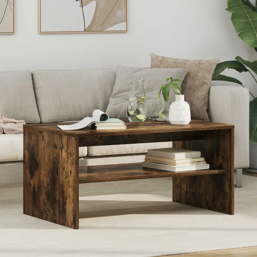 Table basse Chêne fumé 80 x 50 x 40 cm Bois d'ingénierie