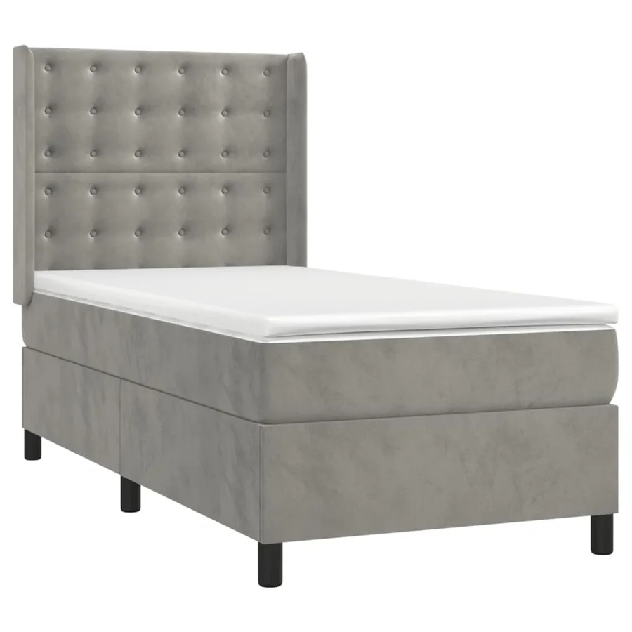 Sommier à lattes de lit matelas et LED Gris clair 100x200 cm - 4