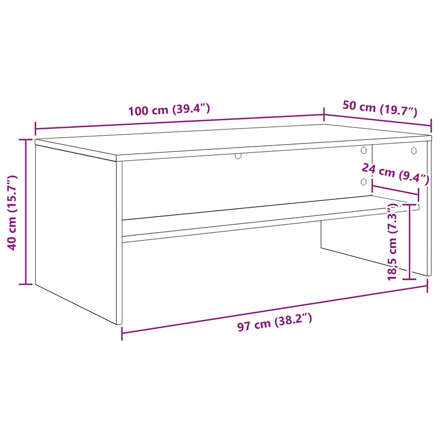 Table basse Gris Sonoma 100 x 50 x 40 cm Bois d'ingénierie - 8