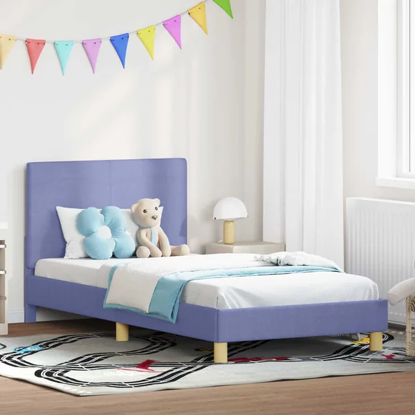 Cadre de lit pour enfants avec tête de lit Bleu denim tissu