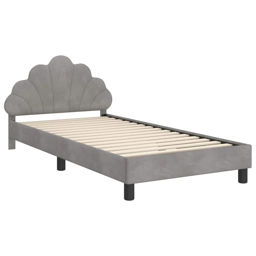 Cadre de lit pour enfants avec tête de lit Gris clair Velours - 4