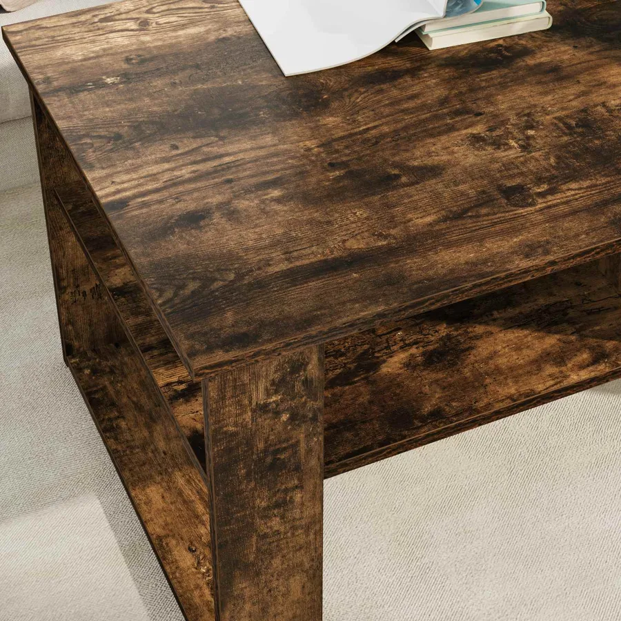 Table basse Chêne fumé 96 x 54 x 44 cm Bois d'ingénierie - 4