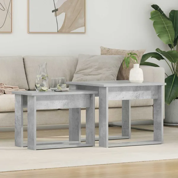 Ensemble de tables basses 2 pcs Gris béton Bois d'ingénierie