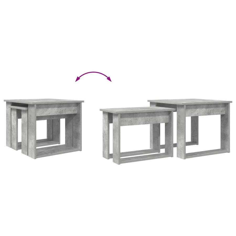 Ensemble de tables basses 2 pcs Gris béton Bois d'ingénierie - 12