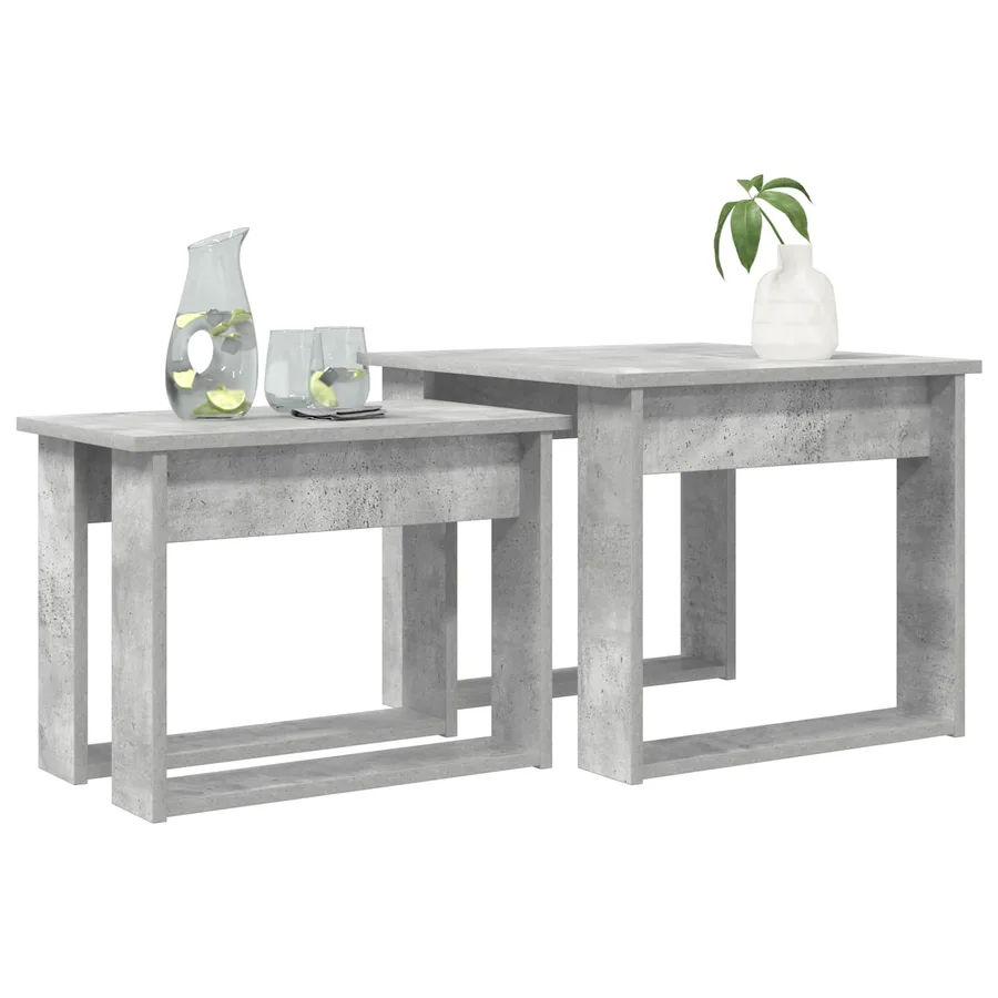 Ensemble de tables basses 2 pcs Gris béton Bois d'ingénierie - 3