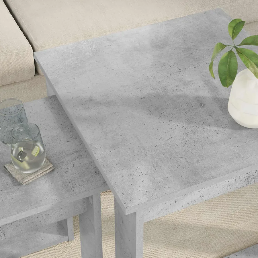 Ensemble de tables basses 2 pcs Gris béton Bois d'ingénierie - 4