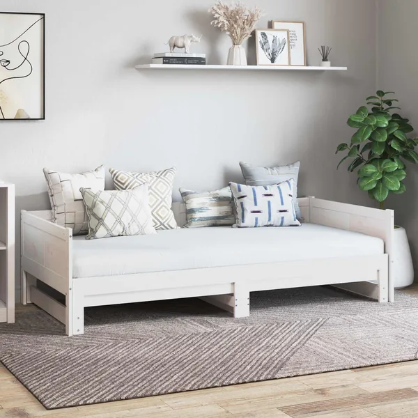 Lit Pull-out de Jour Blanc 180 x 200 cm Pin massif