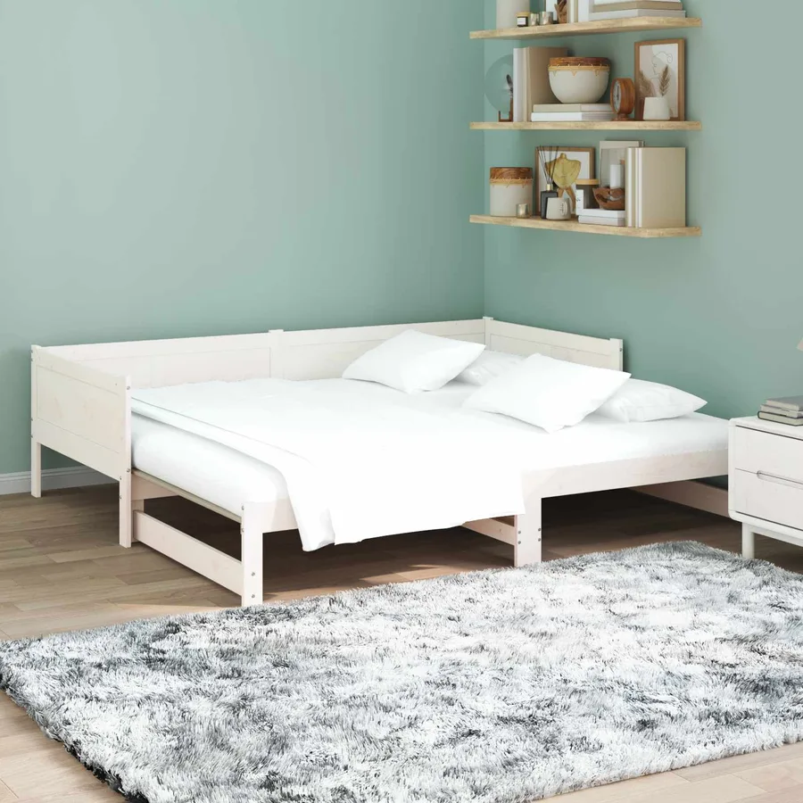 Lit Pull-out de Jour Blanc 180 x 200 cm Pin massif - 5