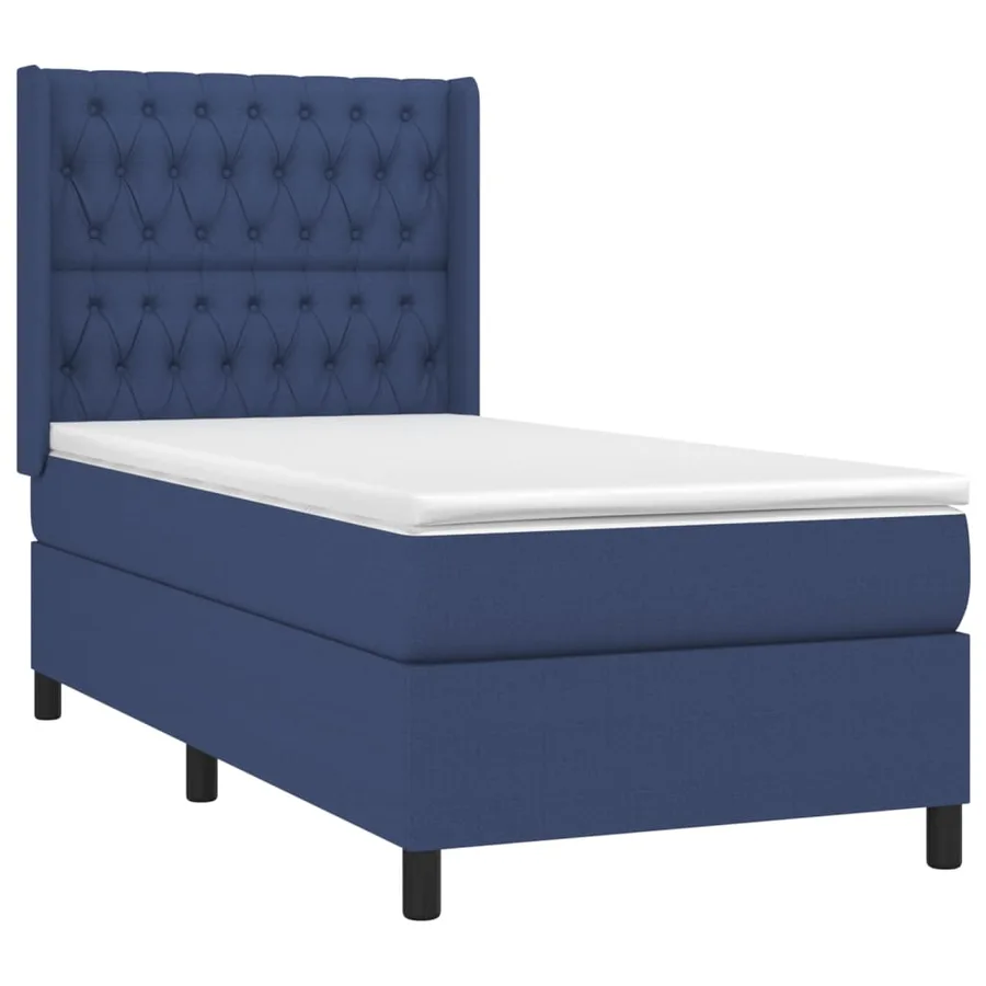 Sommier à lattes de lit avec matelas Bleu 90x190 cm Tissu - 3
