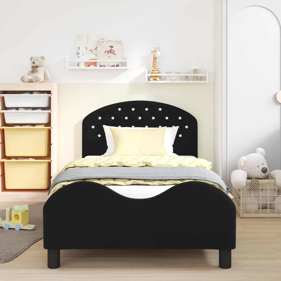 Cadre de lit pour enfants avec tête de lit Noir 80 x 200 cm - 3
