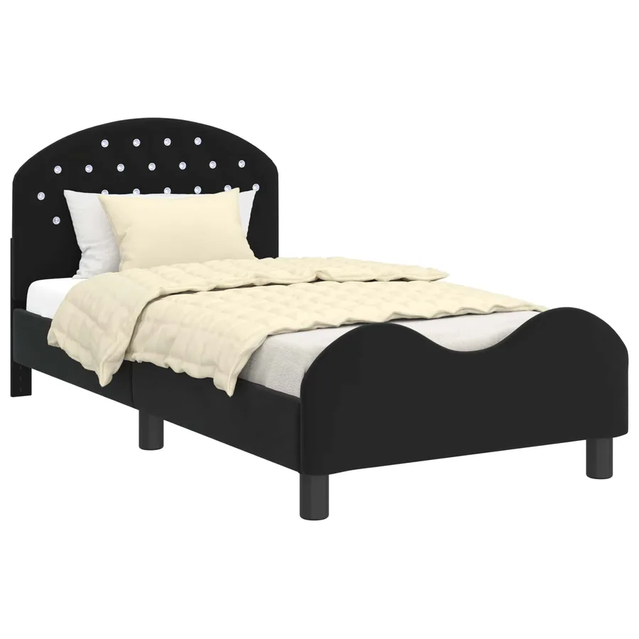 Cadre de lit pour enfants avec tête de lit Noir 80 x 160 cm - 2