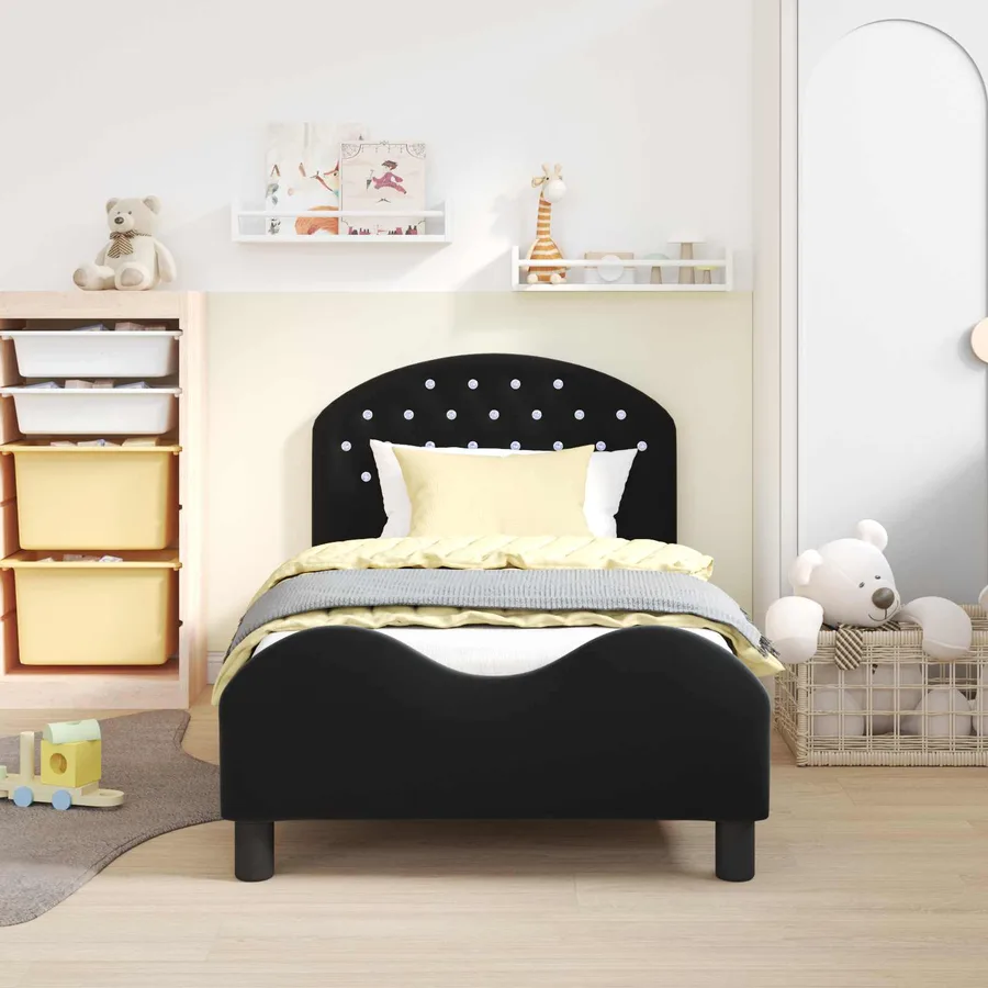 Cadre de lit pour enfants avec tête de lit Noir 80 x 160 cm - 3