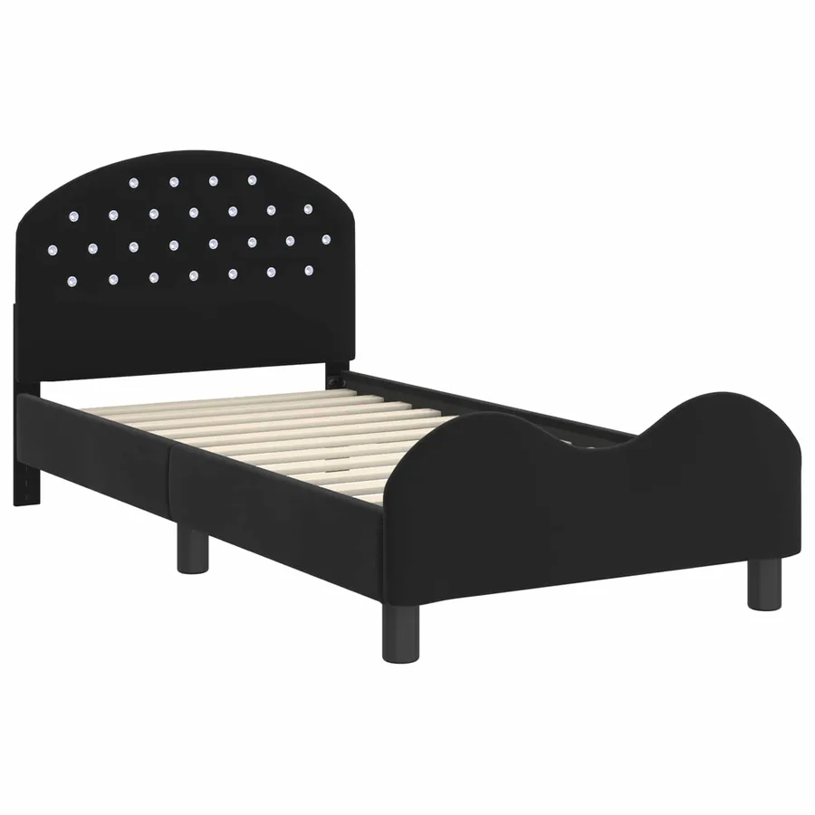 Cadre de lit pour enfants avec tête de lit Noir 80 x 160 cm - 4
