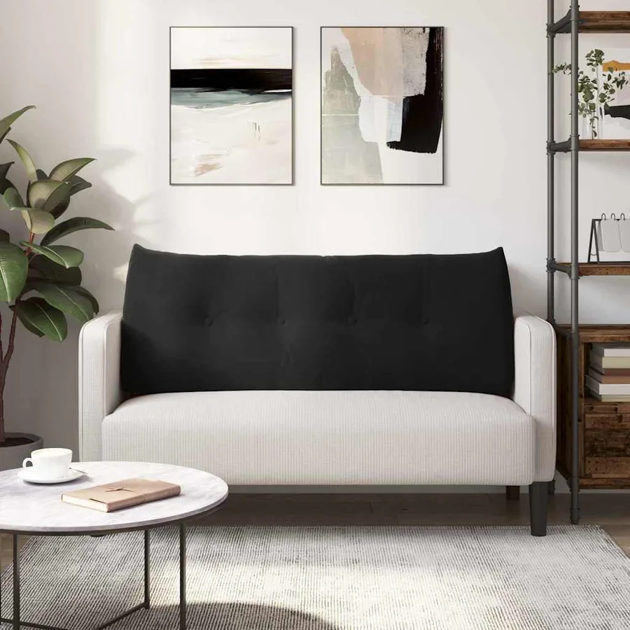 Coussin de Dos Noir 120 x 24 x 50 cm Velours - 4