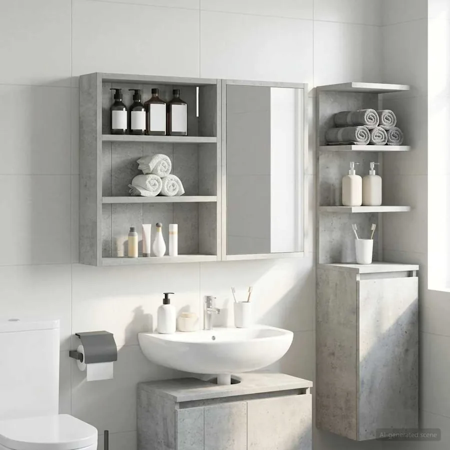 Armoire murale de salle de bain Gris Béton 40 x 10 x 50 cm