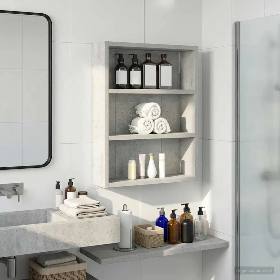 Armoire murale de salle de bain Gris Béton 40 x 10 x 50 cm - 4