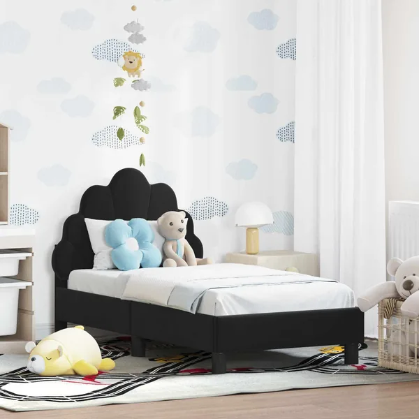 Cadre de lit pour tout-petit avec tête de lit Noir 70 x 140 cm