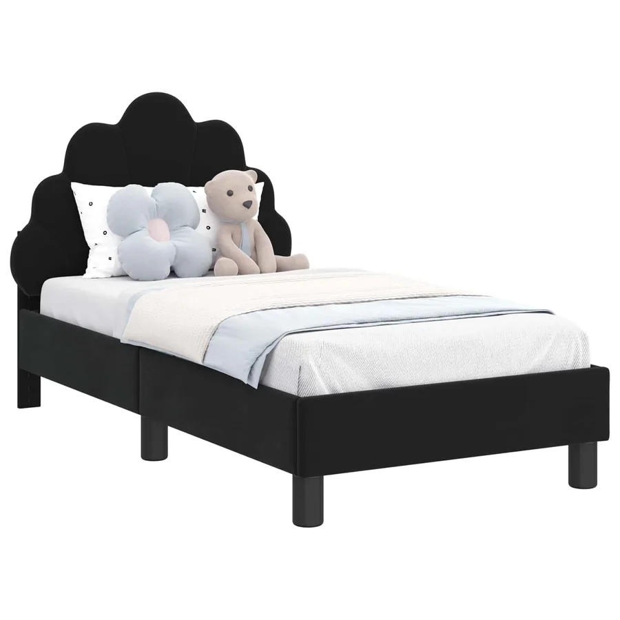 Cadre de lit pour tout-petit avec tête de lit Noir 70 x 140 cm - 2