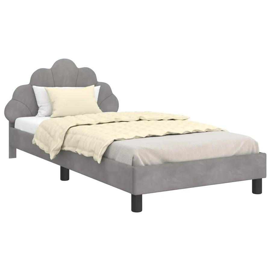 Cadre de lit pour enfants avec tête de lit Gris clair Velours - 2