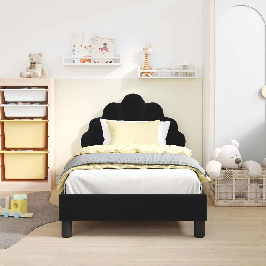 Cadre de lit pour enfants avec tête de lit Noir 80 x 160 cm - 3