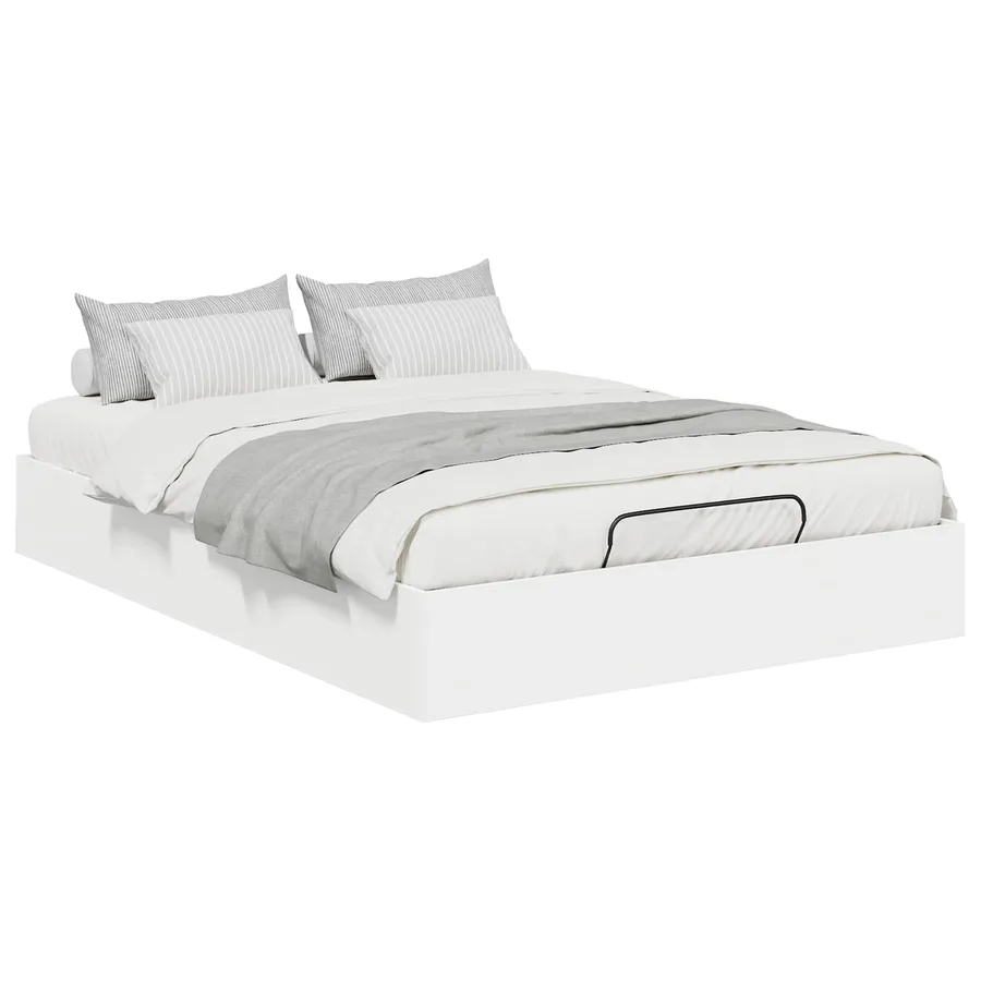 Cadre de lit ottoman Blanc 193 x 140 x 25 cm Bois d’ingénierie - 3