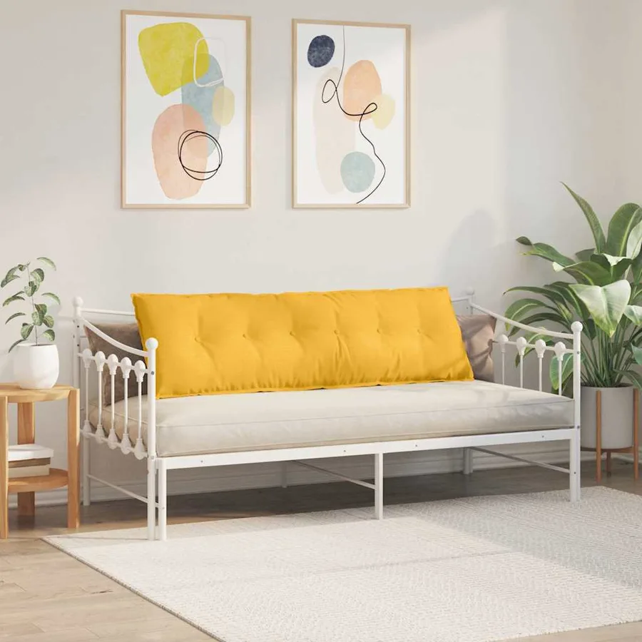 Coussin de Dos Jaune clair 160 x 50 cm Tissu en velours côtelé - 4
