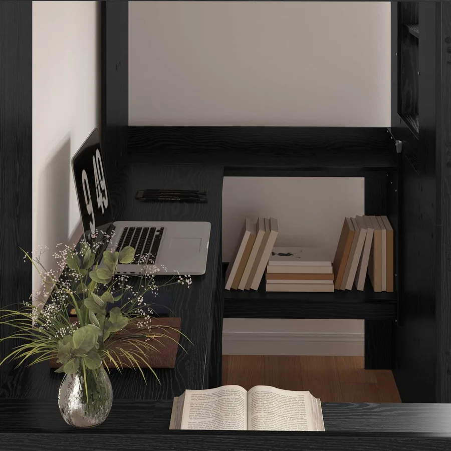 Cadre de lit superposé avec bureau Chêne noir 100 x 200 cm - 3
