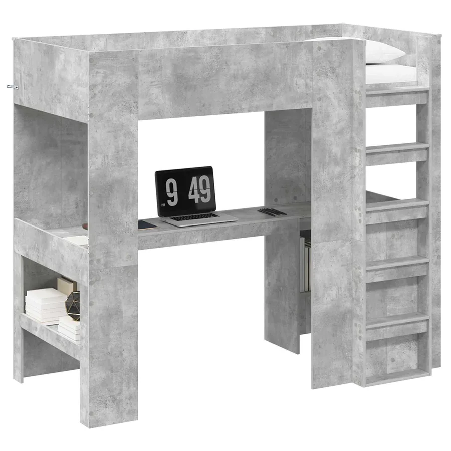 Cadre de lit superposé avec bureau Gris béton 100 x 200 cm - 2