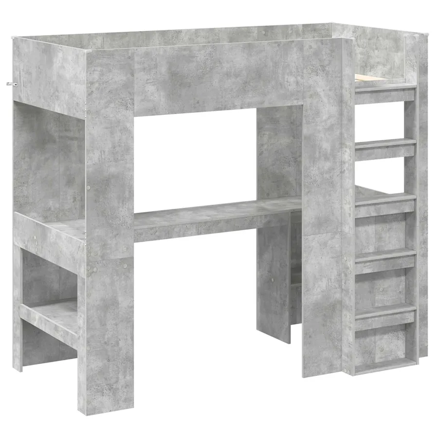 Cadre de lit superposé avec bureau Gris béton 100 x 200 cm - 4
