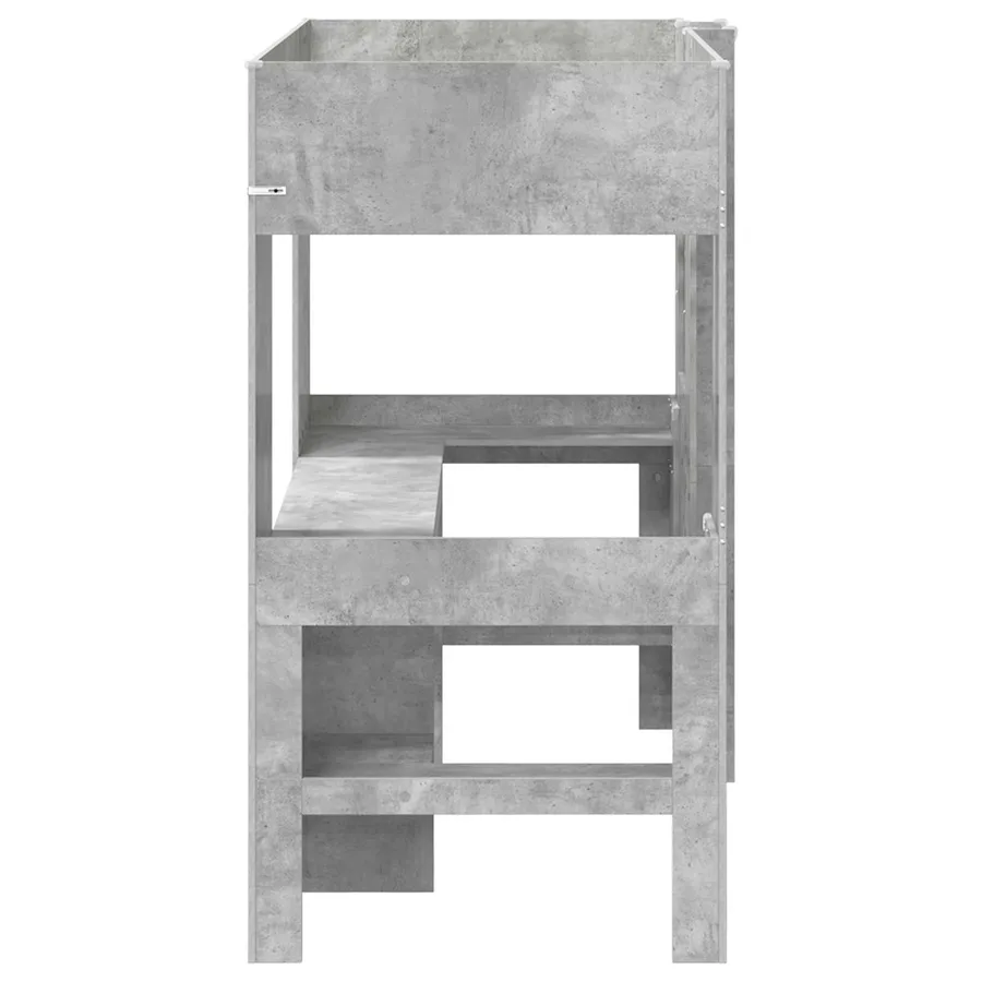 Cadre de lit superposé avec bureau Gris béton 100 x 200 cm - 6