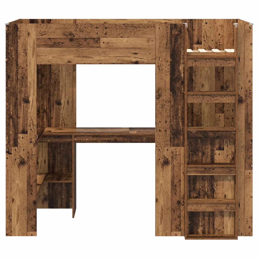 Cadre de lit superposé avec bureau Bois ancien 90 x 190 cm - 5