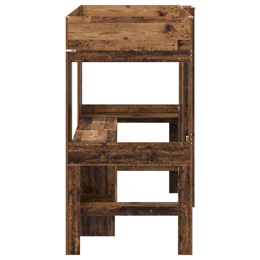 Cadre de lit superposé avec bureau Bois ancien 90 x 190 cm - 6