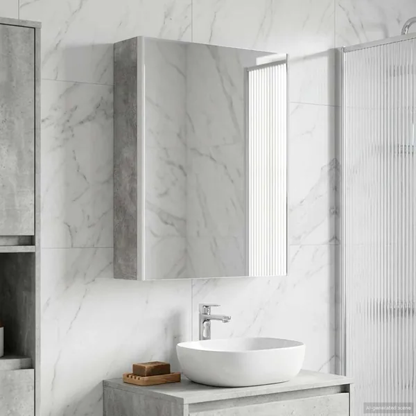 Armoire Miroir de Salle de Bain Gris béton 53,5 x 15,5 x 70 cm